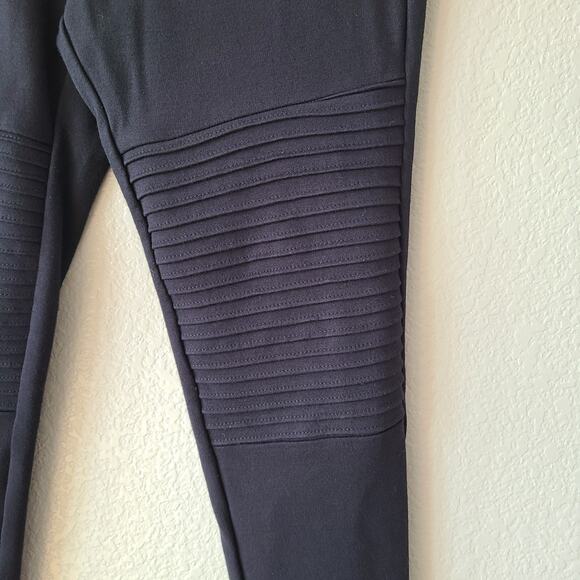 Biker Motorcycle Moto Pull On‎ Women Pant Small Black Skinny 29 x 28.5 Stretch - Picture 2 of 9